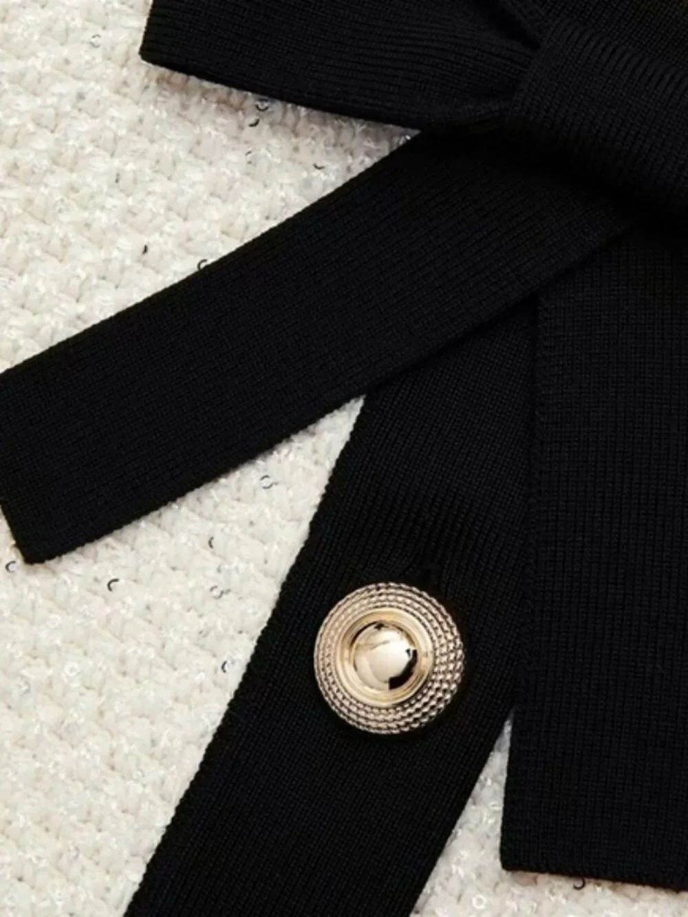 Self-portrait Sequined cotton blend bow cardigan With matching Mini Skirt - Picture 7 of 16